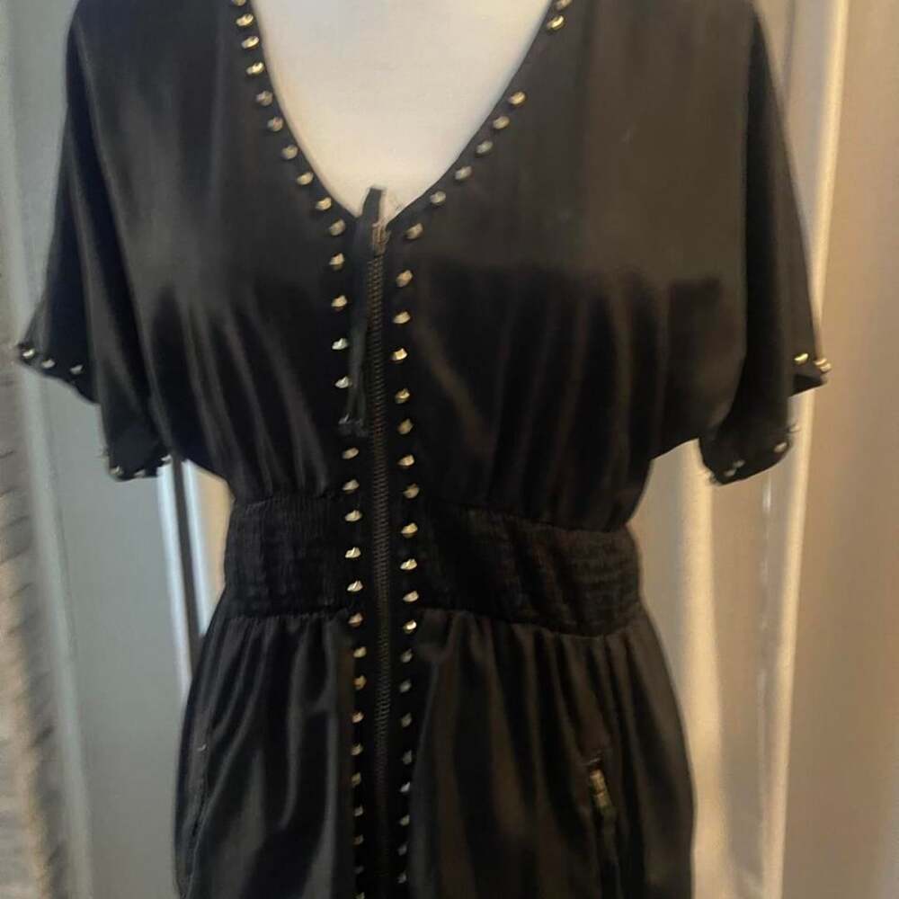 Lulutai Black Studded Zip Romper Size S Y2K Clubwear